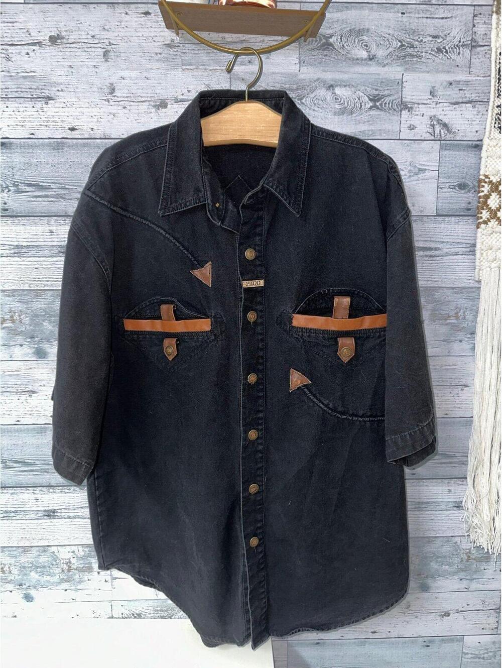 Vintage 90's Style PACO Sports Jeans Thick Denim Shirt Jacket Shacket Size Med